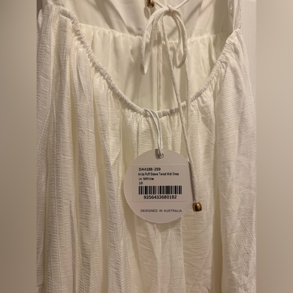 NWT - Showpo ANITA MIDI DRESS - PUFF SLEEVE TIERED DRESS IN WHITE - Picture 8 of 15